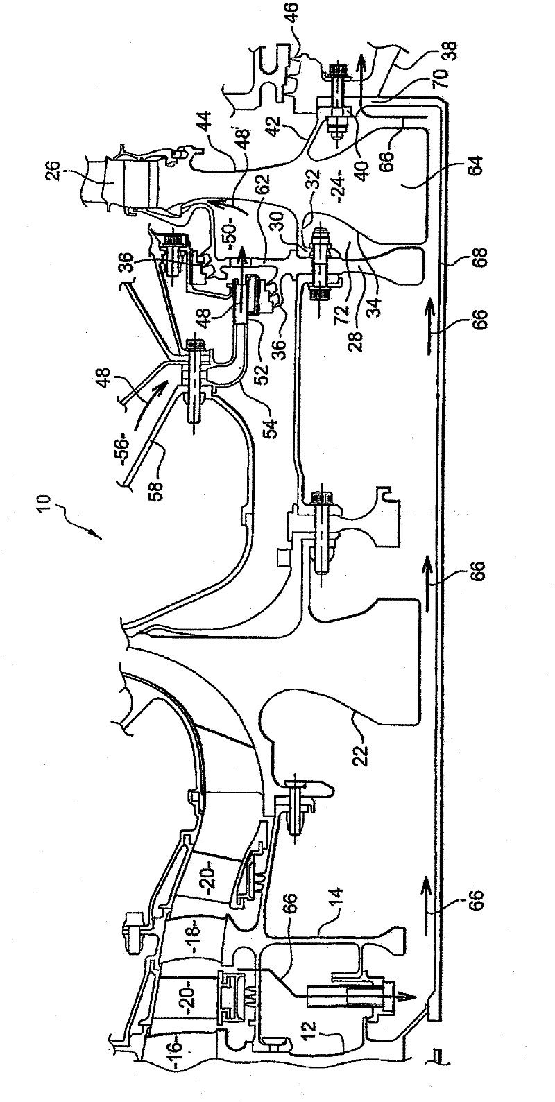 Ventilation of a high-pressure turbine in a turbomachine