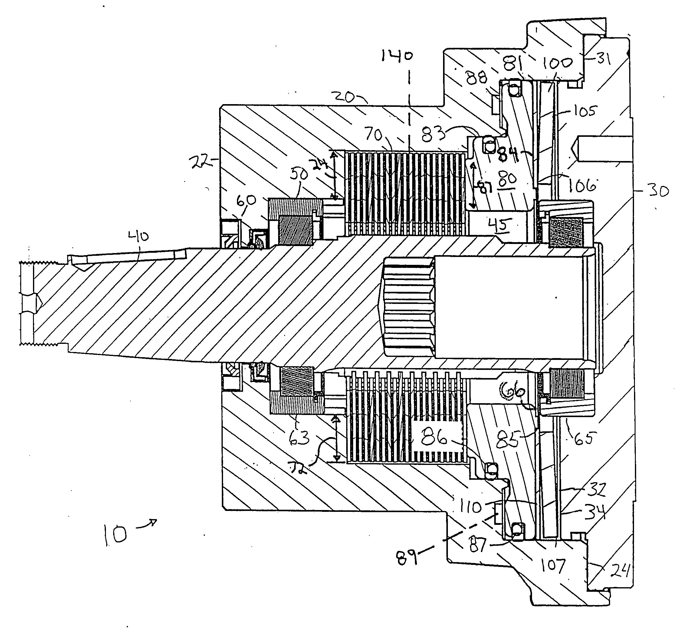 Disk spring hydraulic clutch/brake