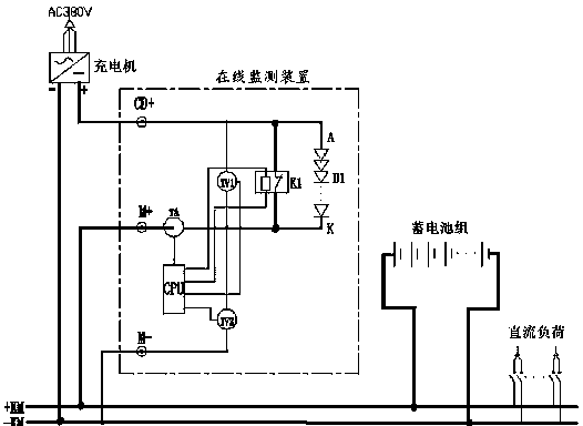 Transformer substation direct-current system storage battery performance online test method and device