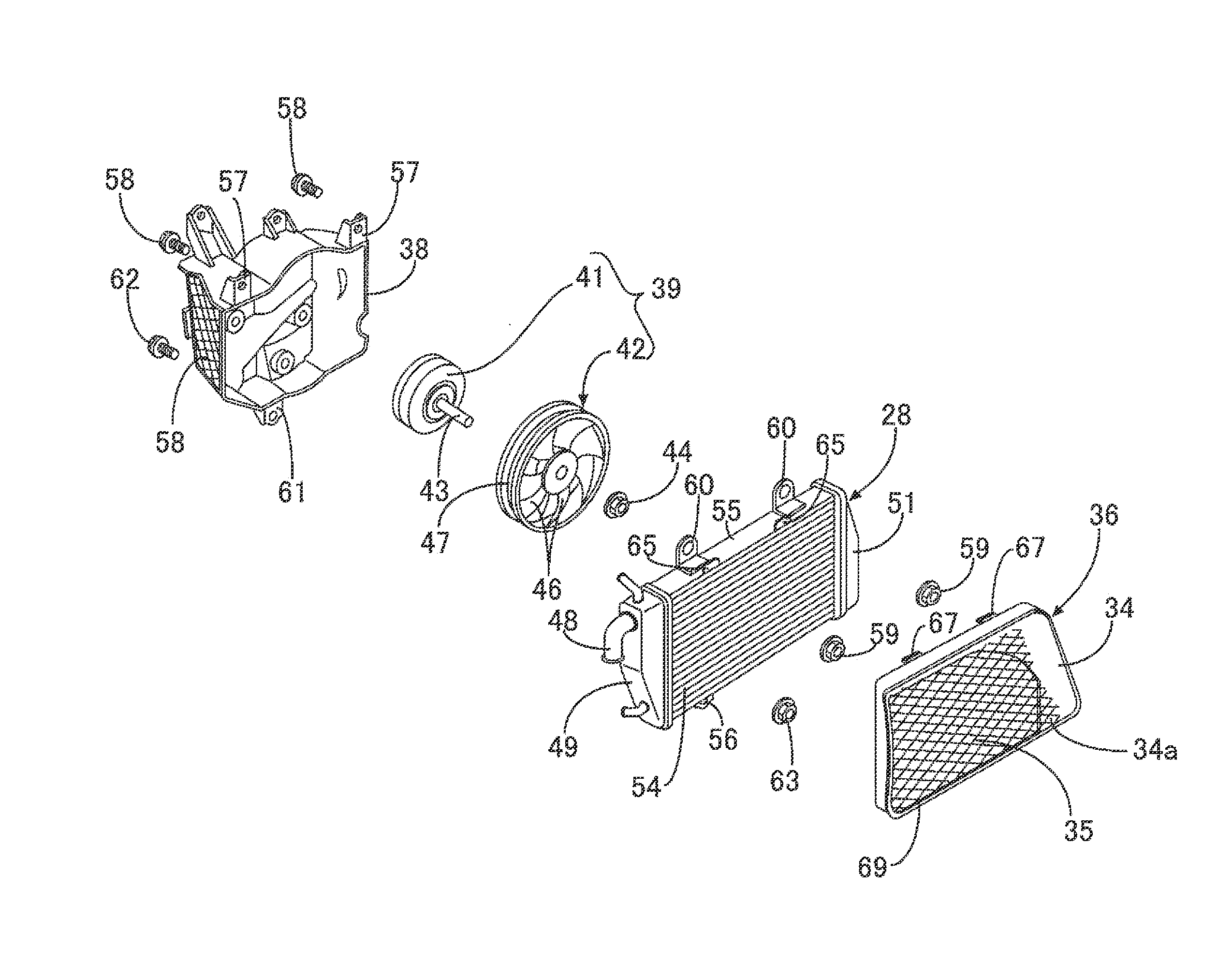 Ventilation structure of radiator in straddle type vehicle