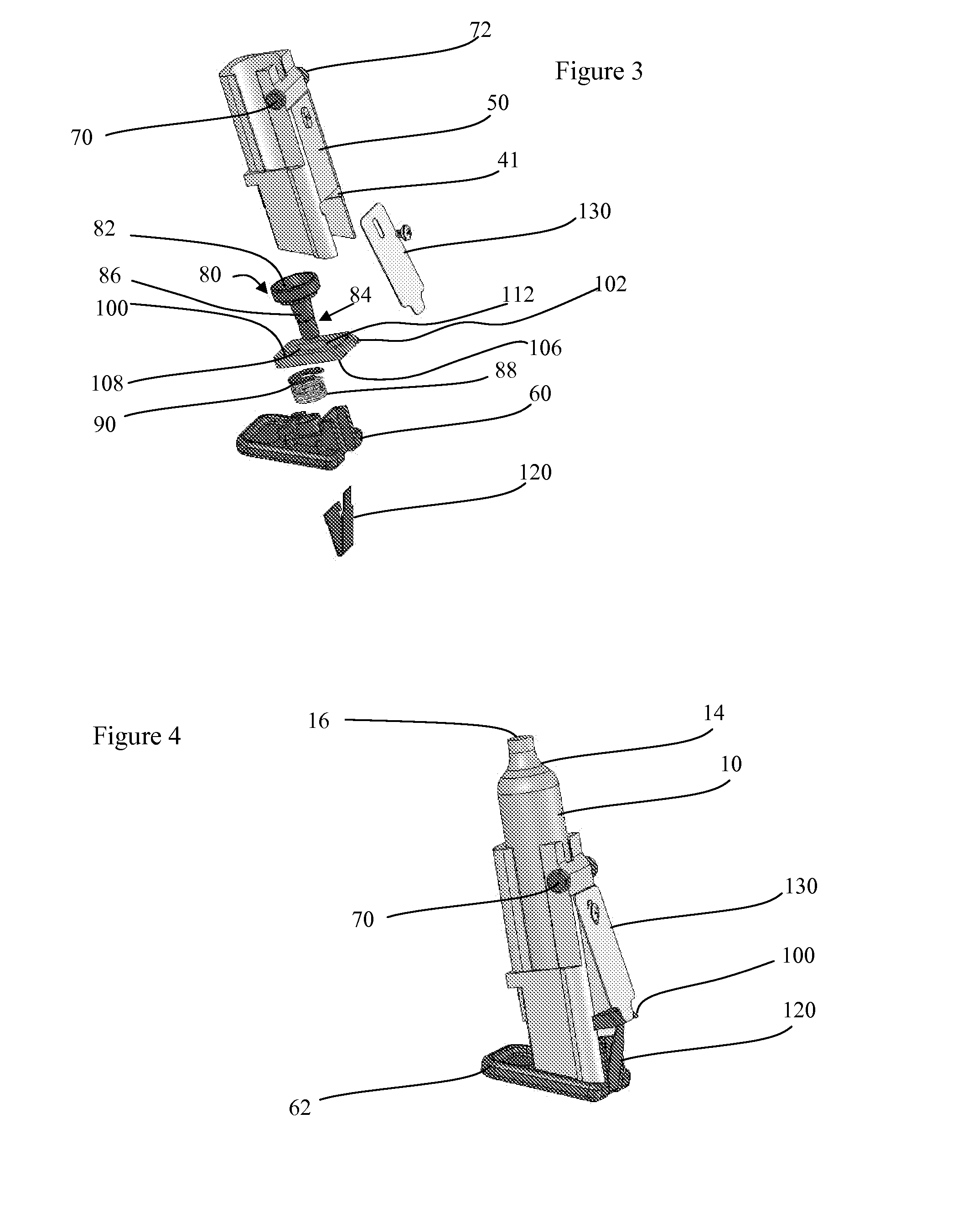 Magazine assembly for presenting a pressure cartridge to a compressed gas powered device