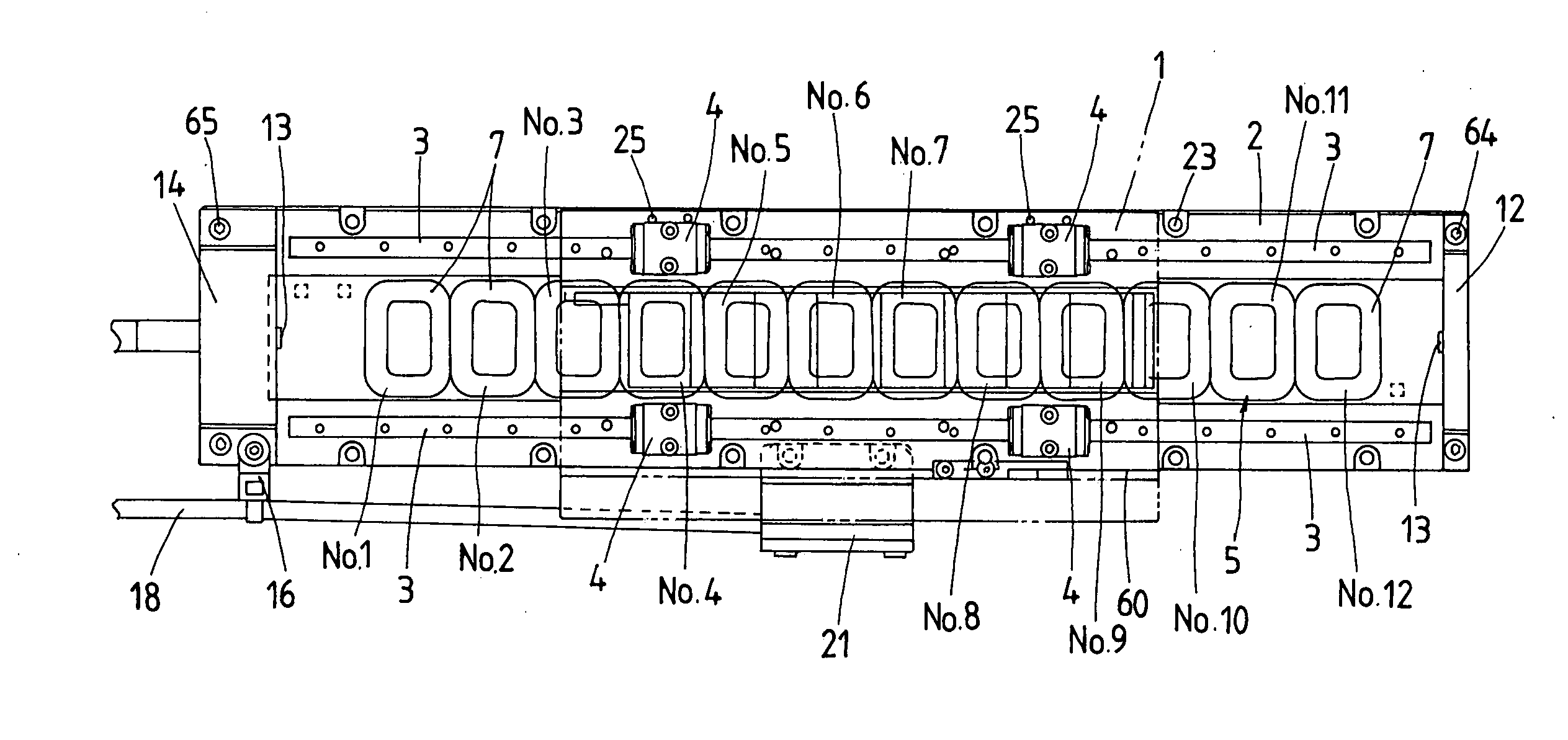 Sliding device with onboard moving-magnet linear motor