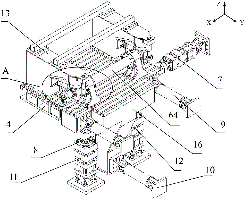 High-speed EMU axle box bearing three-degree-of-freedom dynamic loading reliability test bench