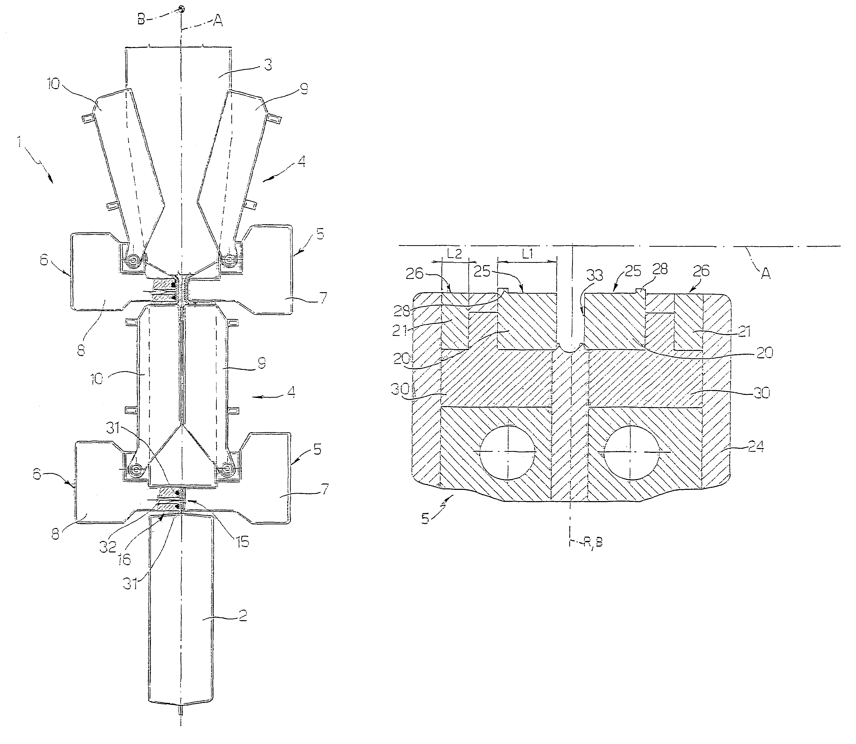 Induction sealing device for heat sealing packaging material