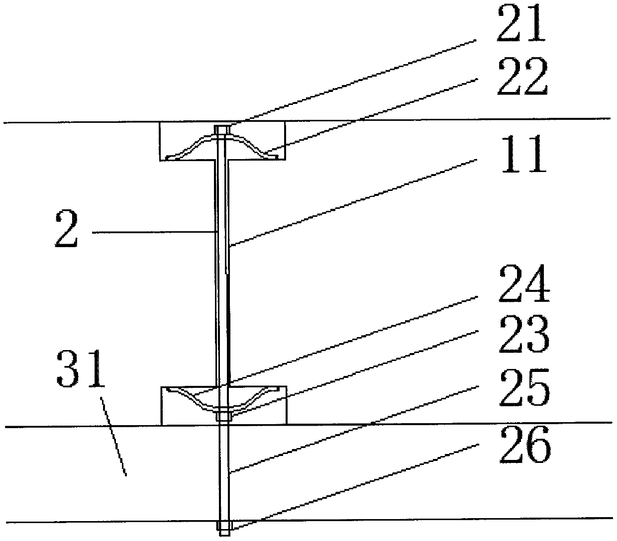 Friction type steel-concrete composite beam shear connecting key