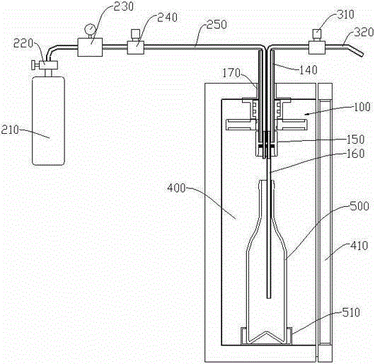 Beverage bottle connecting device and beverage machine