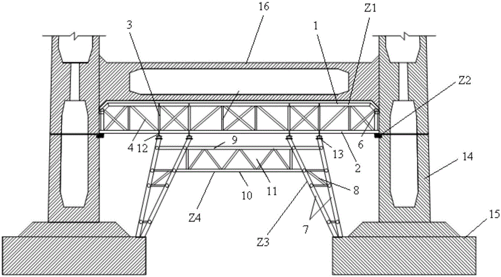 Floor-type slant-legged steel truss bracket of lower transverse beam of large-span cable tower