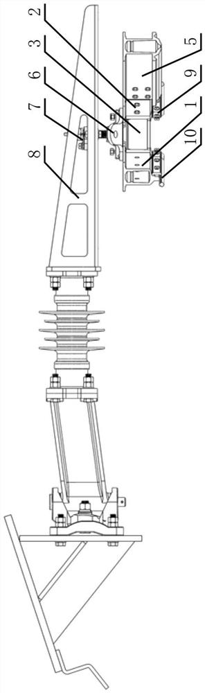 A catenary device at a crossover line