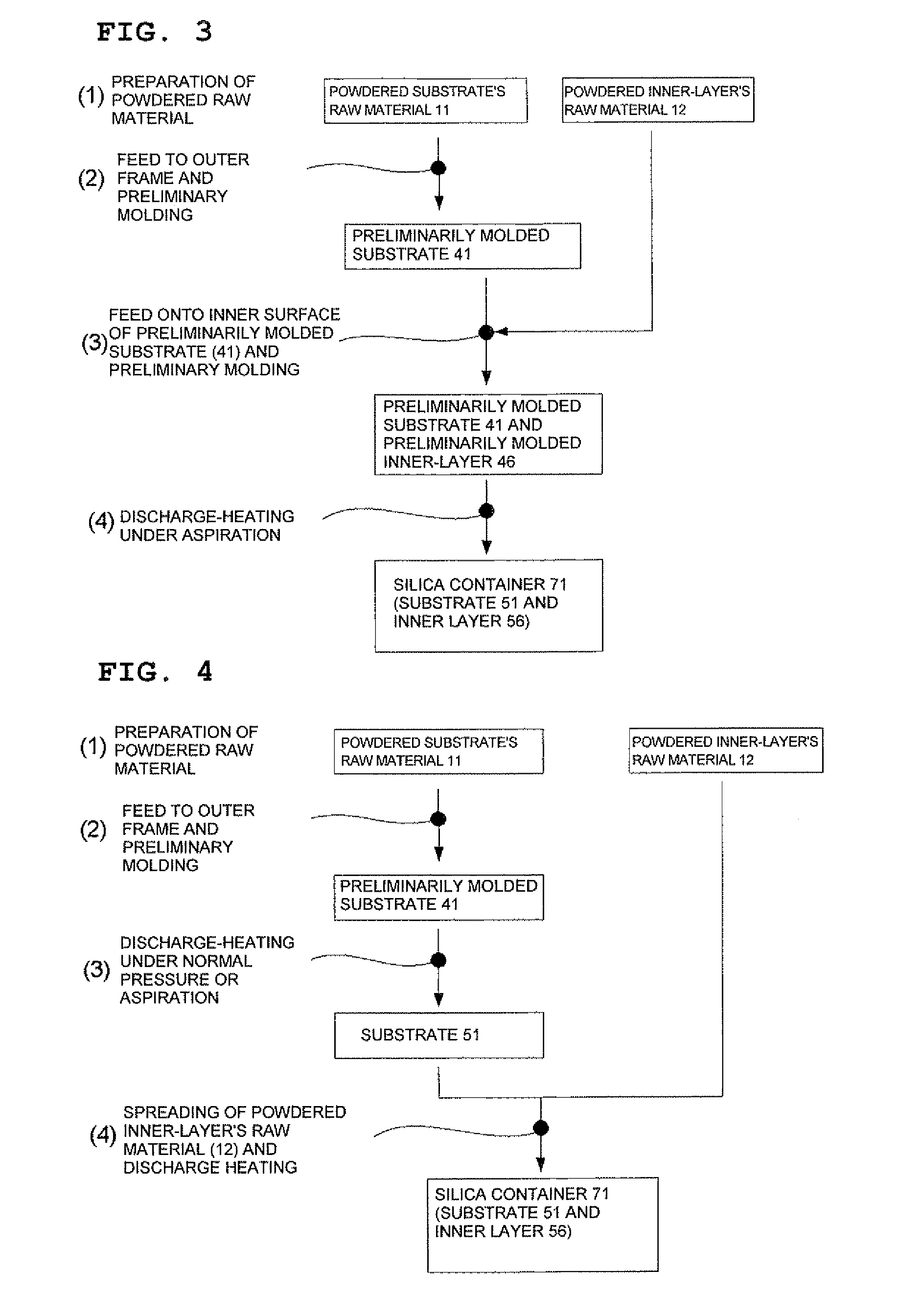 Powdered silica, silica container, and method for producing them