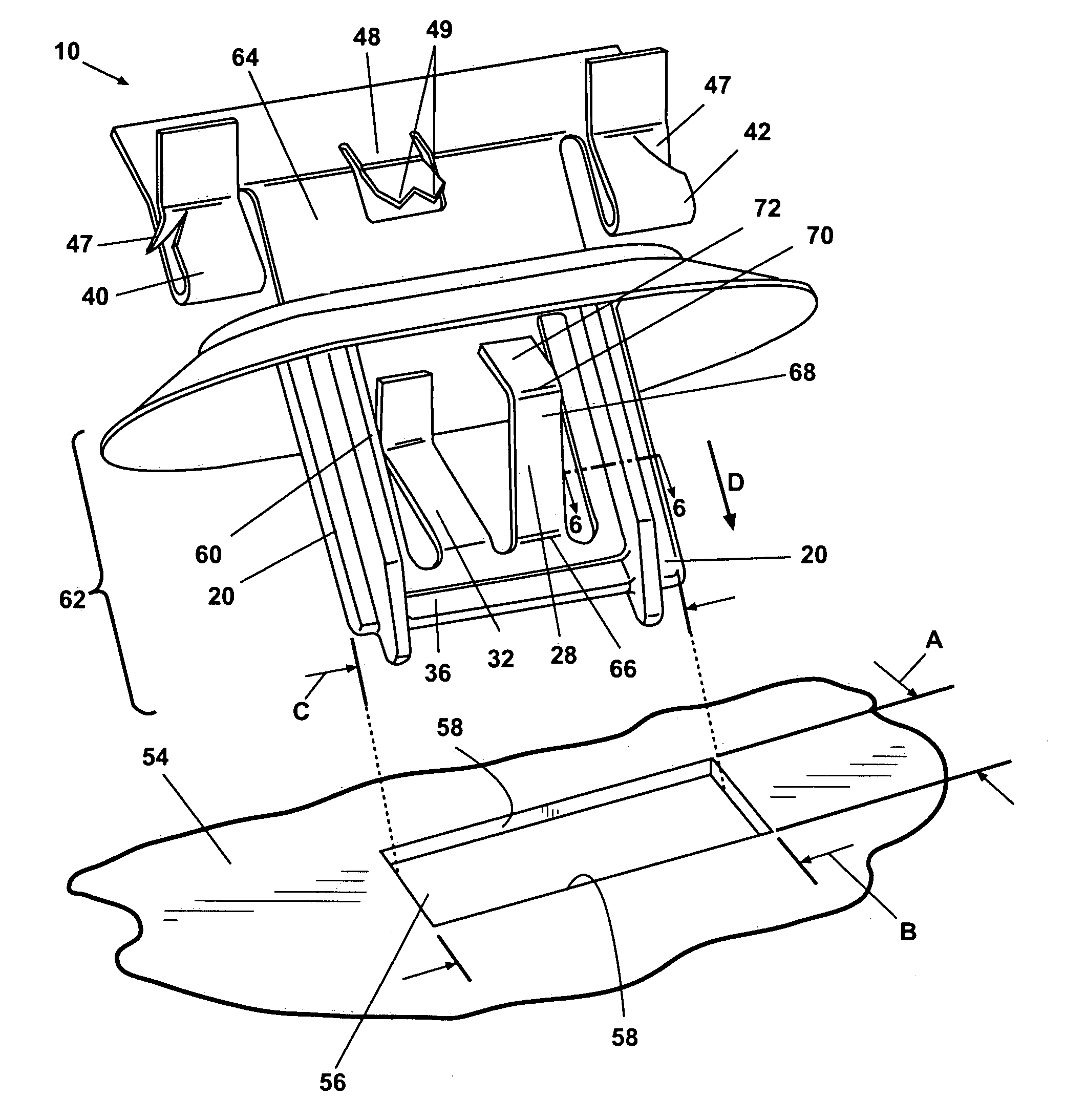 Fastener for fixed rib applications