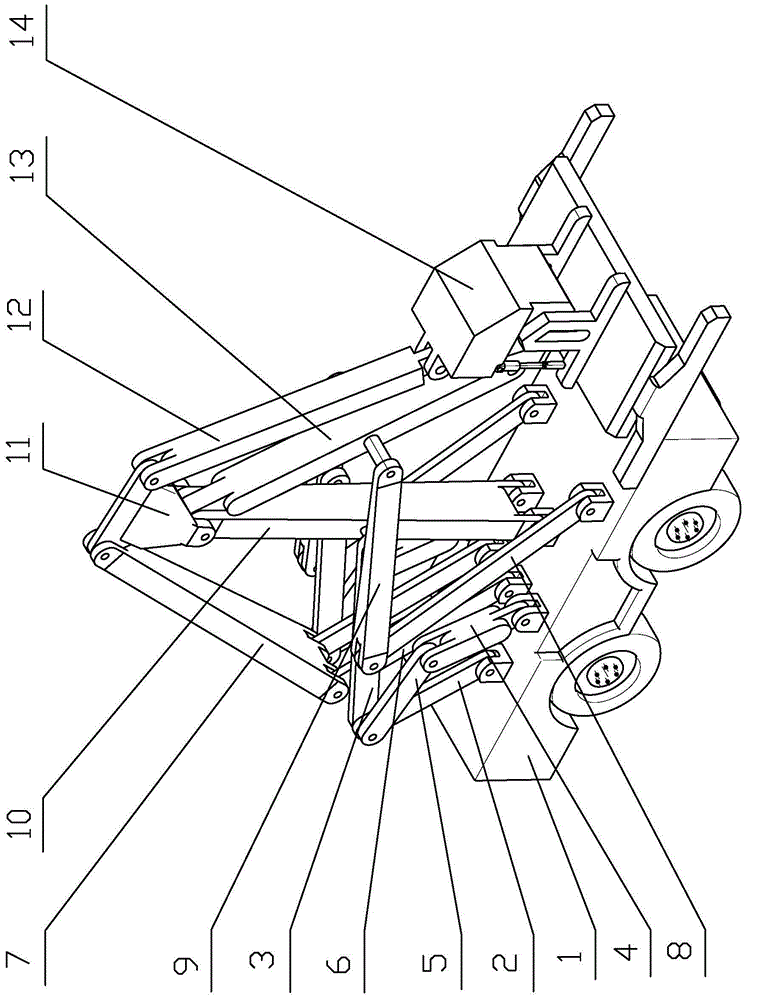 Three-degree-of-freedom link mechanism type hybrid drive reach stacker