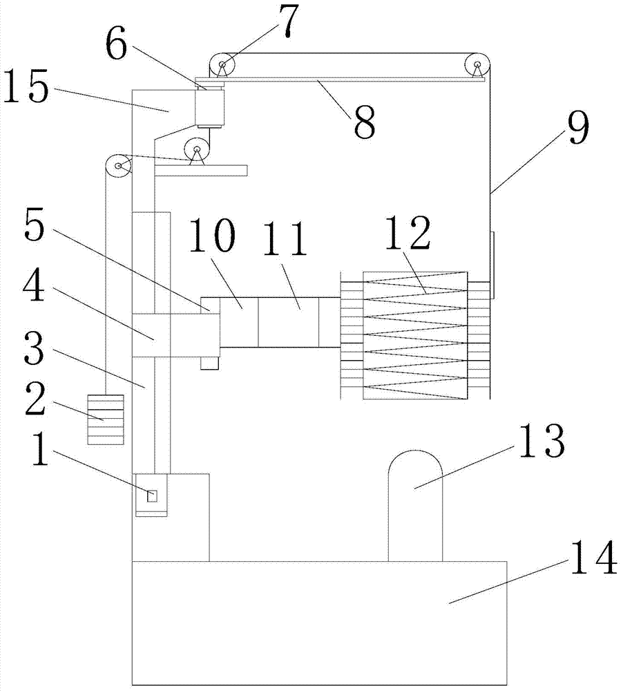 High-frequency coil lifting gear with balance weight part