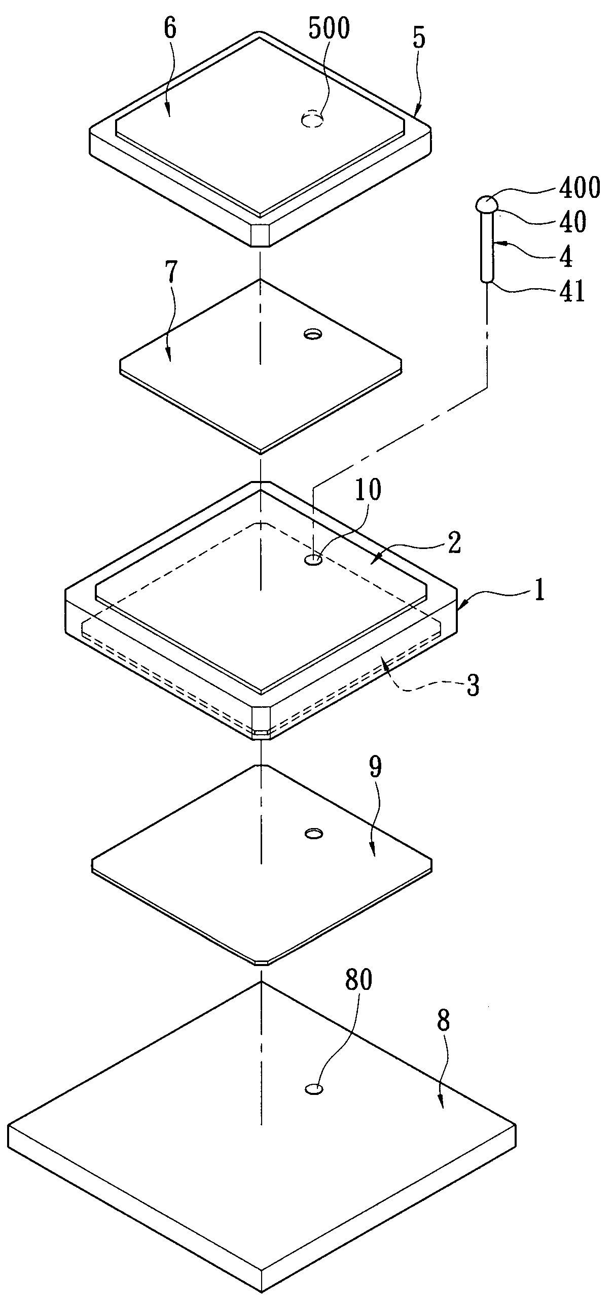 Circular polarization antenna structure with a dual-layer ceramic and method for manufacturing the same