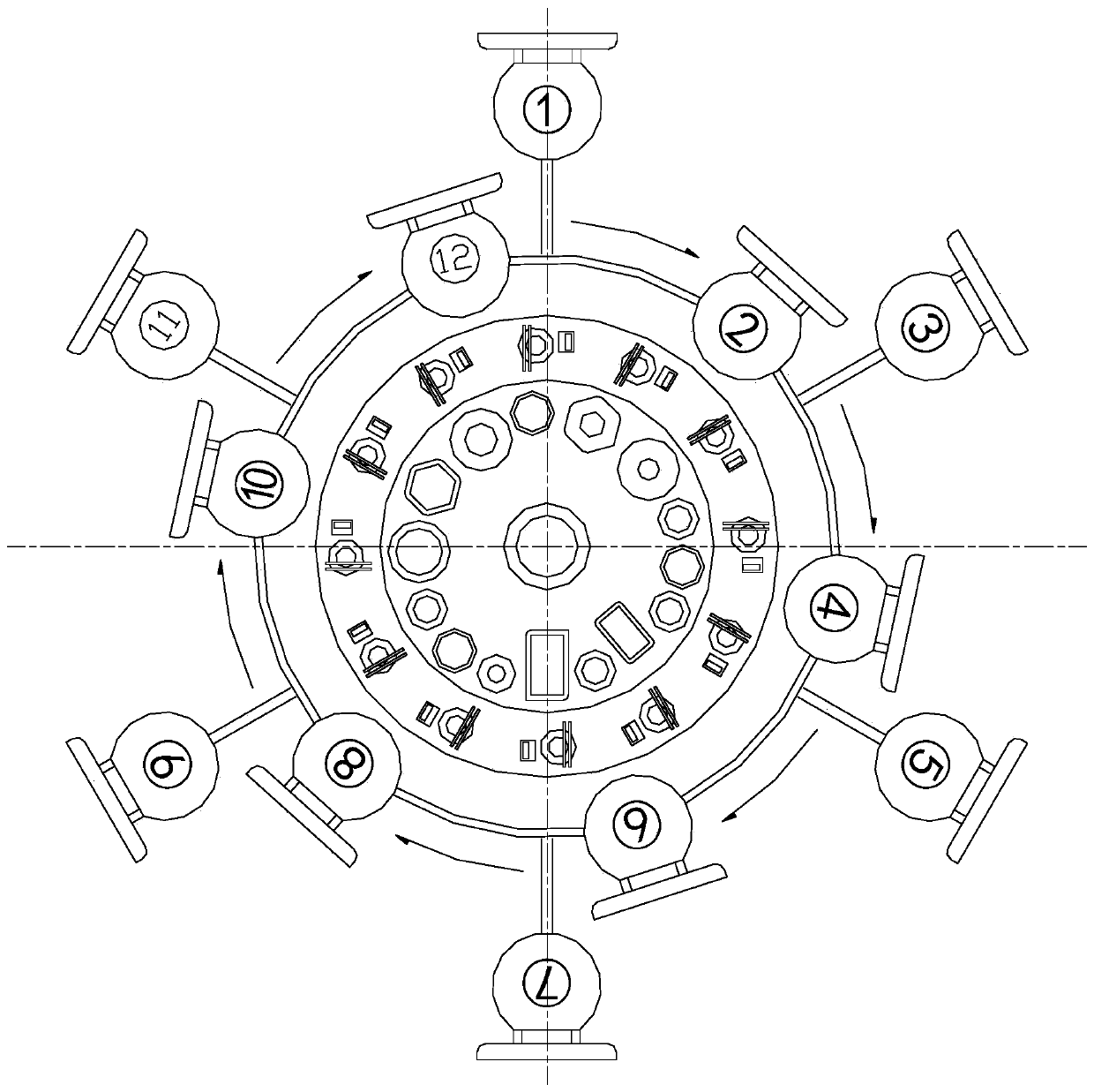 Seat arrangement structure of round dining table