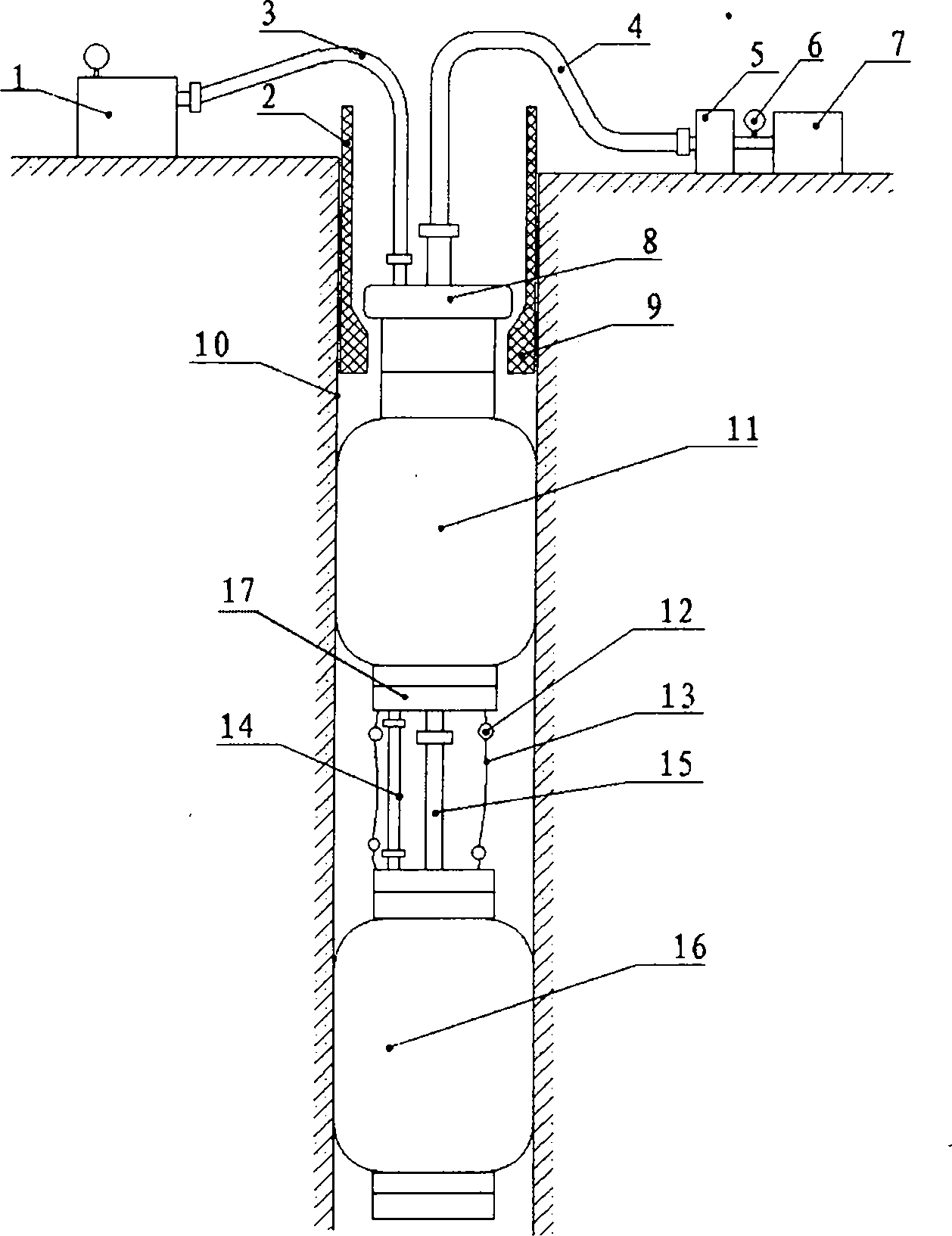 Drilling pressurized-water testing/grouting device