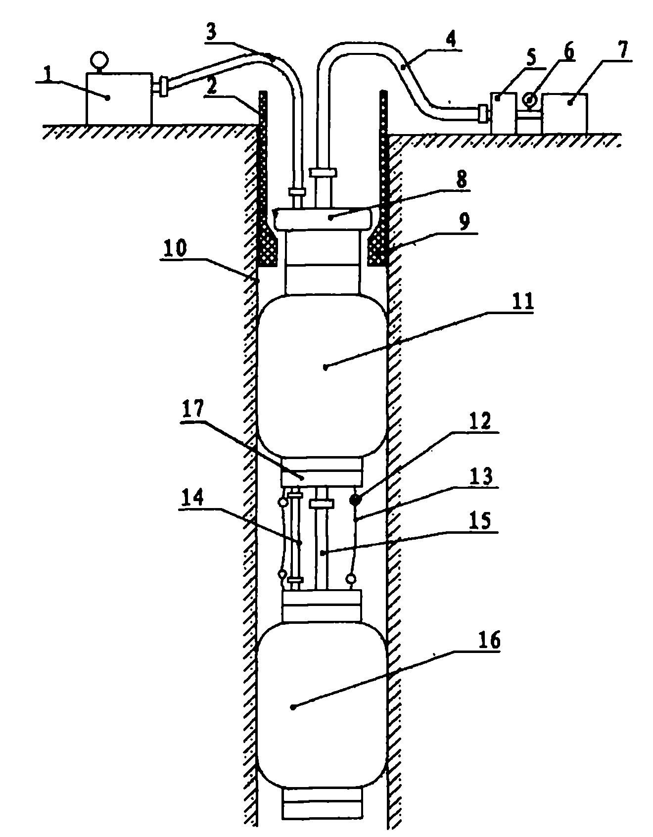 Drilling pressurized-water testing/grouting device