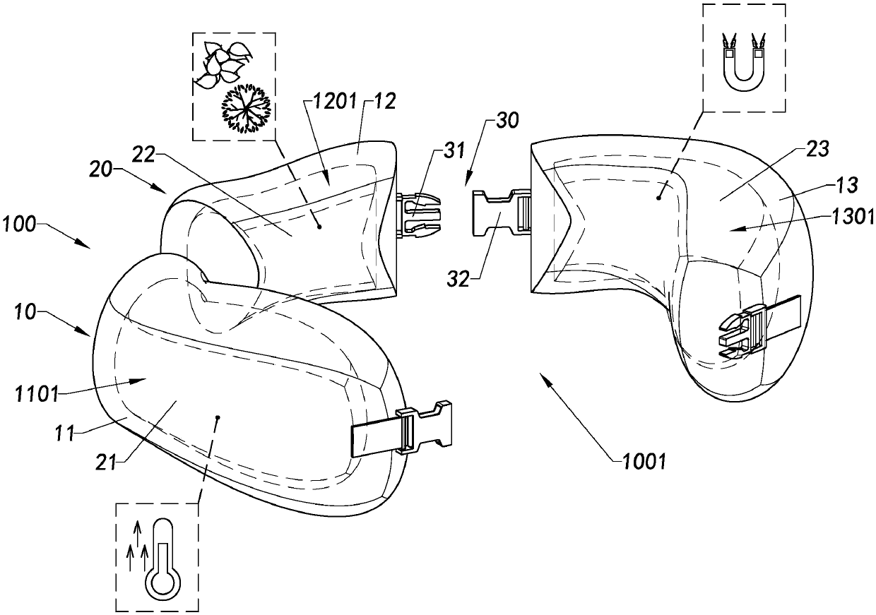 Functional partition neck pillow