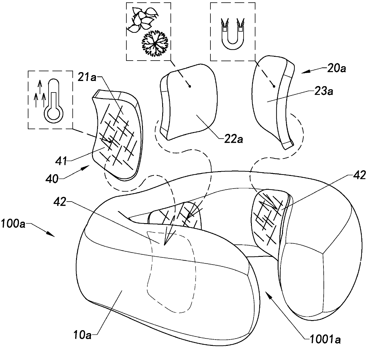 Functional partition neck pillow