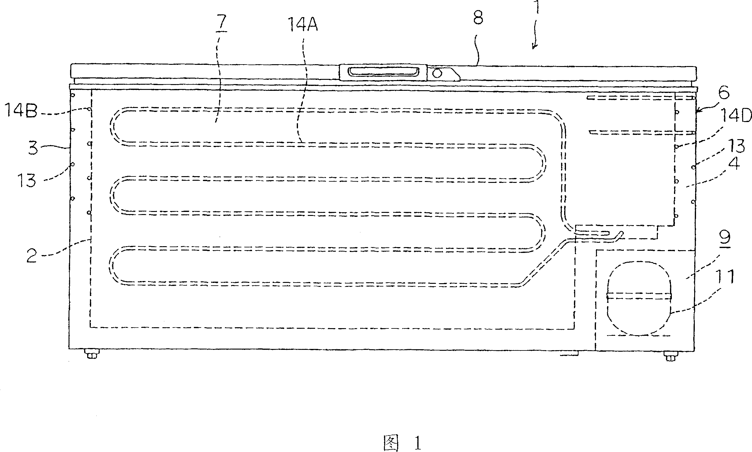 Refrigerating storage cabinet