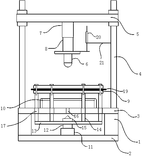 Universal surface-shaped material tension, strain and deflection testing device and testing method