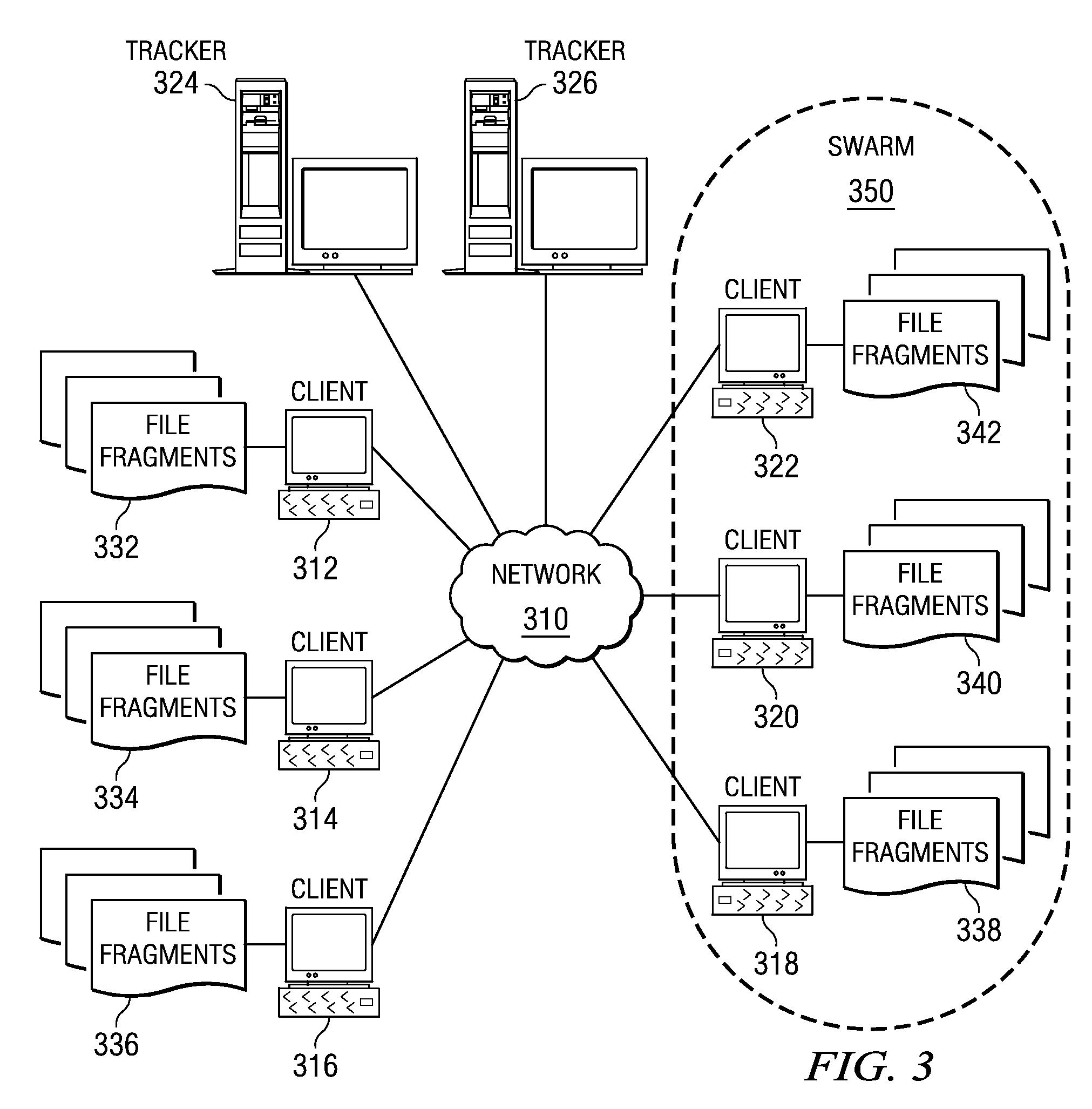 File fragment trading based on rarity values in a segmented file sharing system