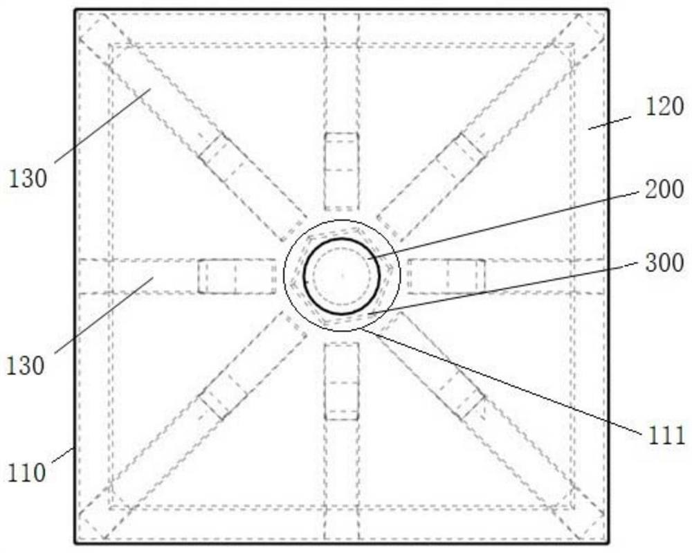 Base plate for prestressed tensioning of concrete anchor block of segmented bent cap and using method of base plate