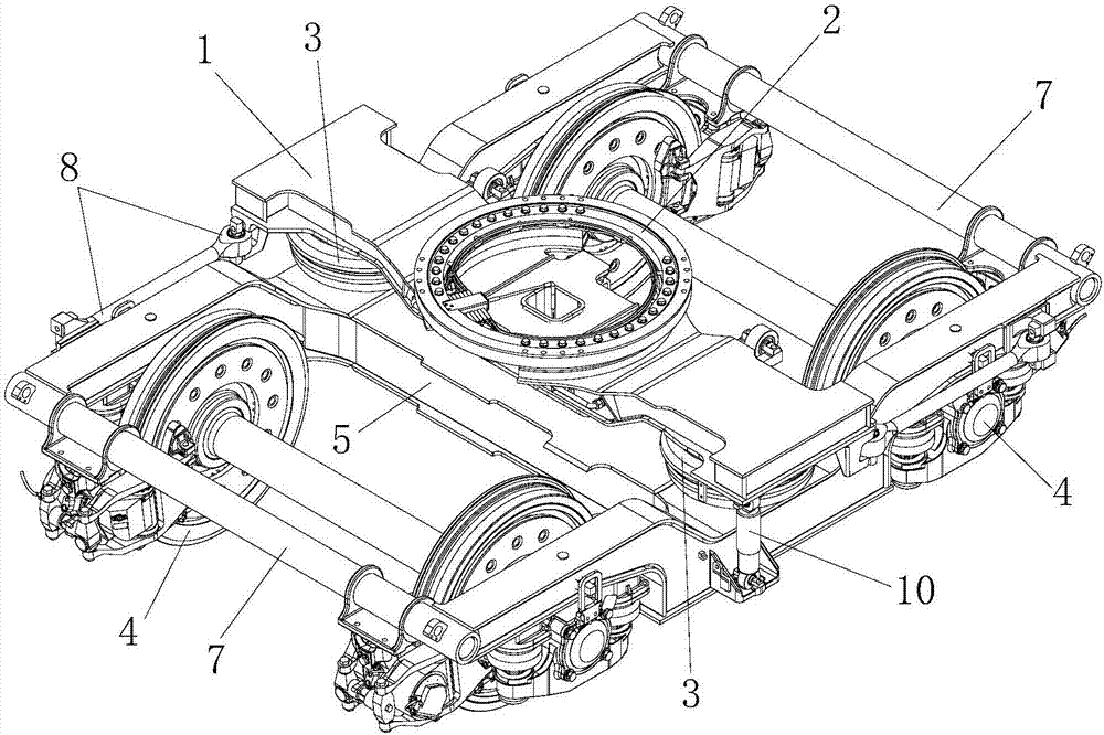 Novel subway non-dynamic bogie with steering radius of 25 m