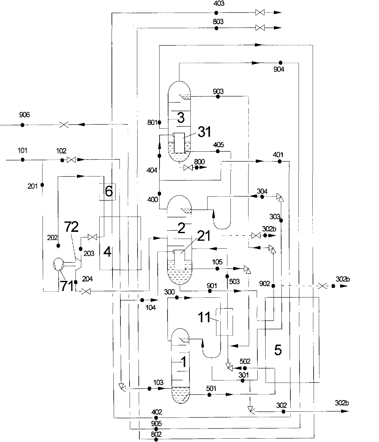 Method and device for producing high-pressure nitrogen and low-pressure oxygen