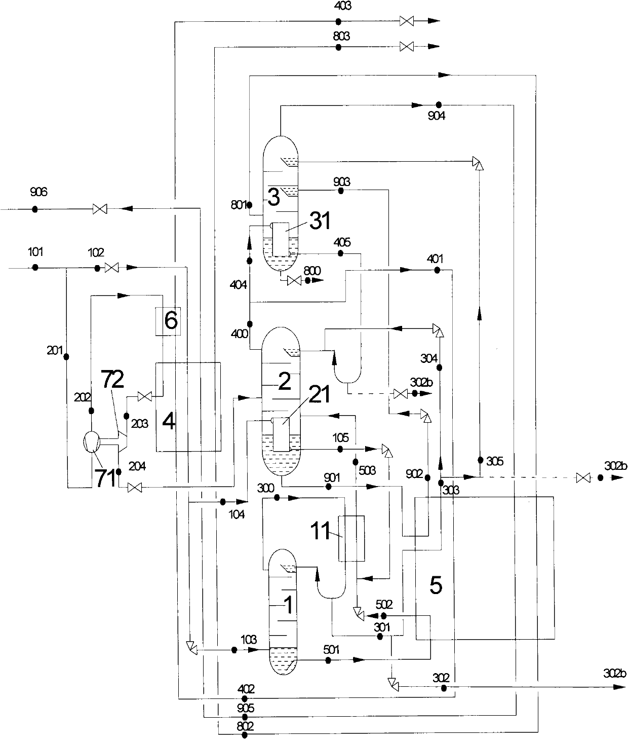 Method and device for producing high-pressure nitrogen and low-pressure oxygen