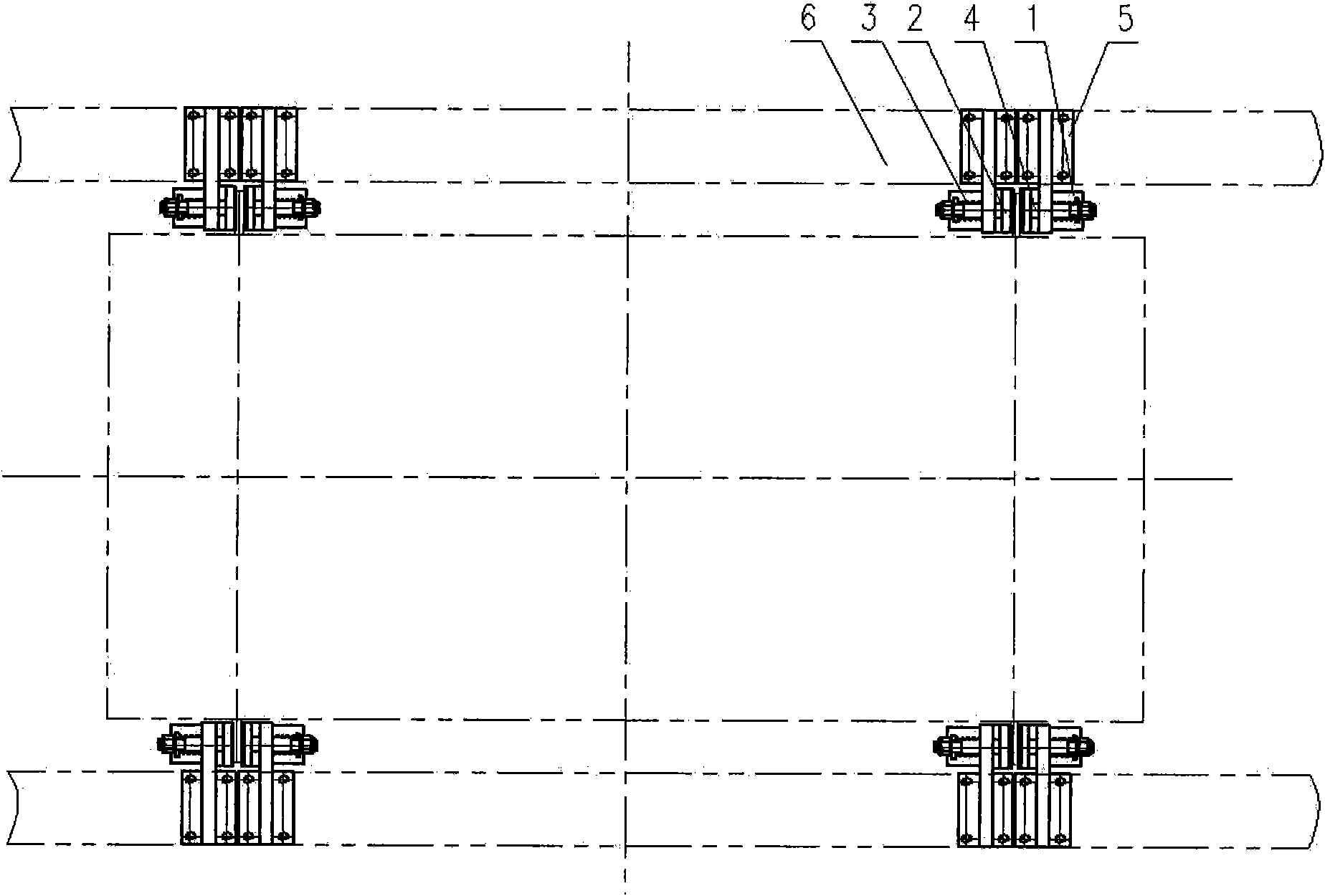 Cage-locking, cage-stabilizing and overwinding and overfalling brake device for of skip of cage of vertical shaft