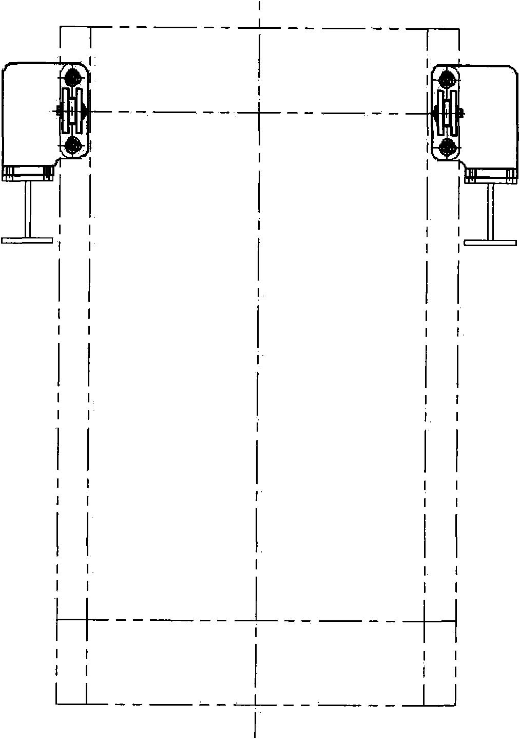 Cage-locking, cage-stabilizing and overwinding and overfalling brake device for of skip of cage of vertical shaft