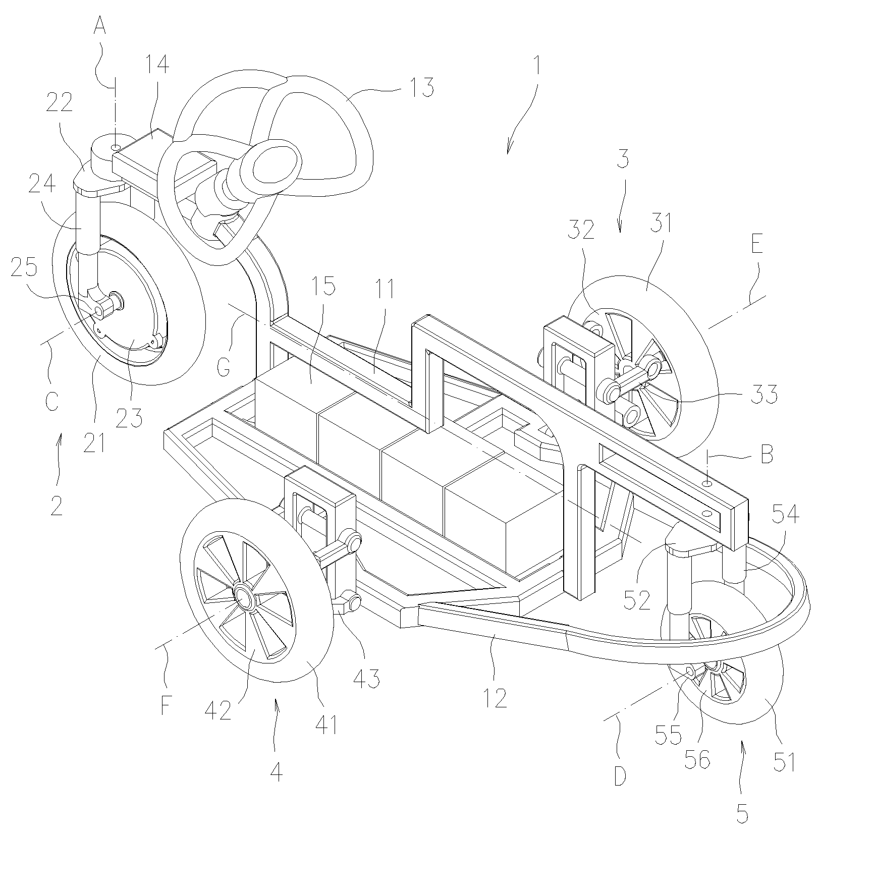 Wheel Arrangement For A Four-Wheeled Vehicle