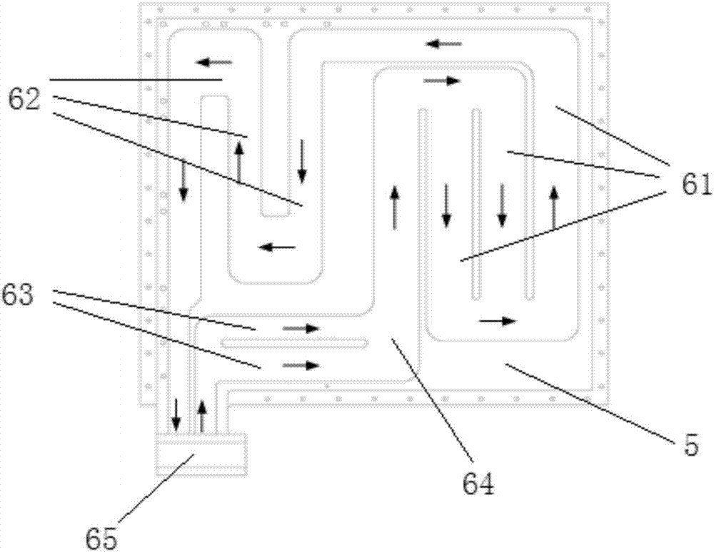 Liquid-cooling device of high-power self-coupling transformation rectifier for civil aircraft