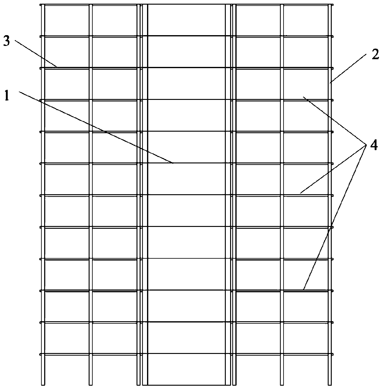 Fire-proof laminated wood frame system based on recycled concrete and construction method thereof