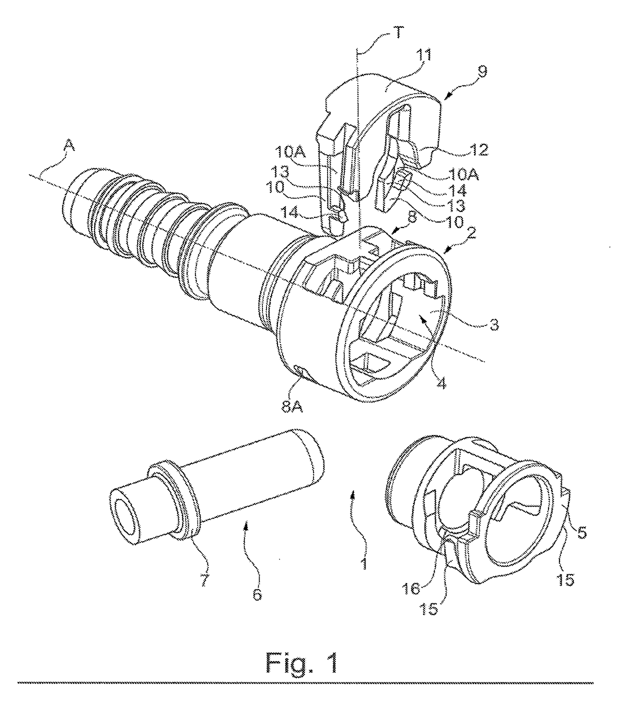 Tubular connector with an automatic connection