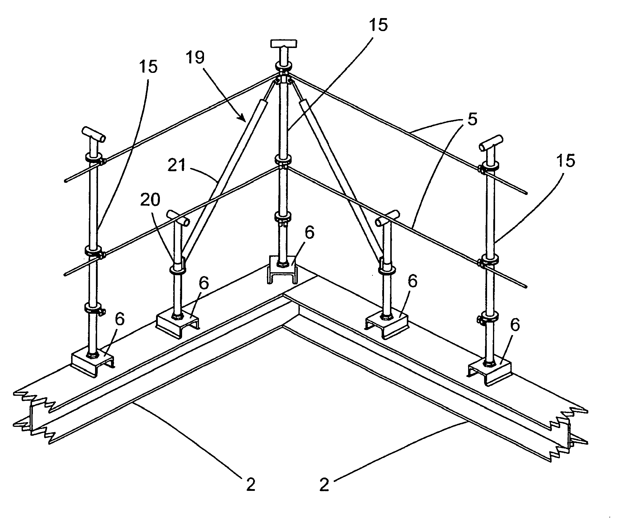 Reusable fall restrain supports and fall arrestor