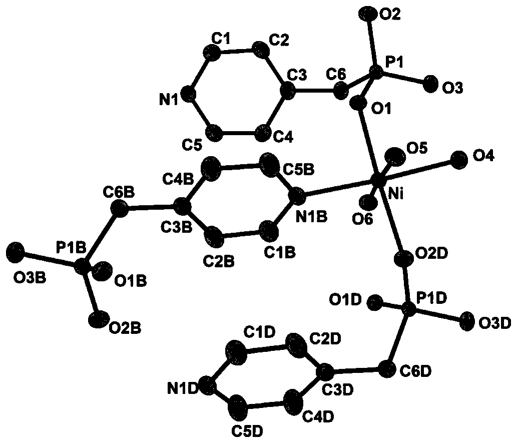 Nickel pyridine methylene phosphonate coordination polymer as well as preparation method and application thereof