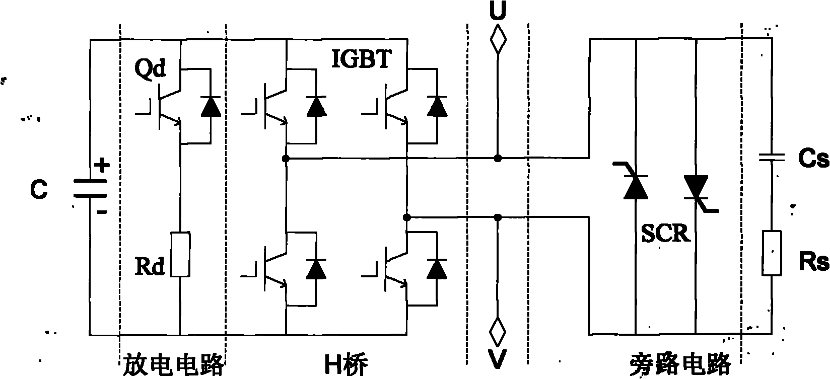 Chain type STATCOM (Static Synchronous Compensator) chain unit bypass structure with mechanical switch