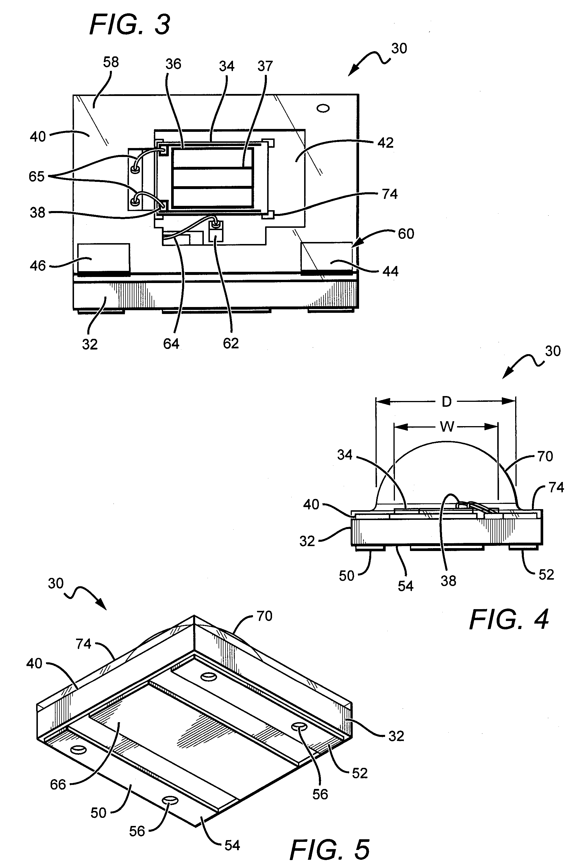 LED package with increased feature sizes