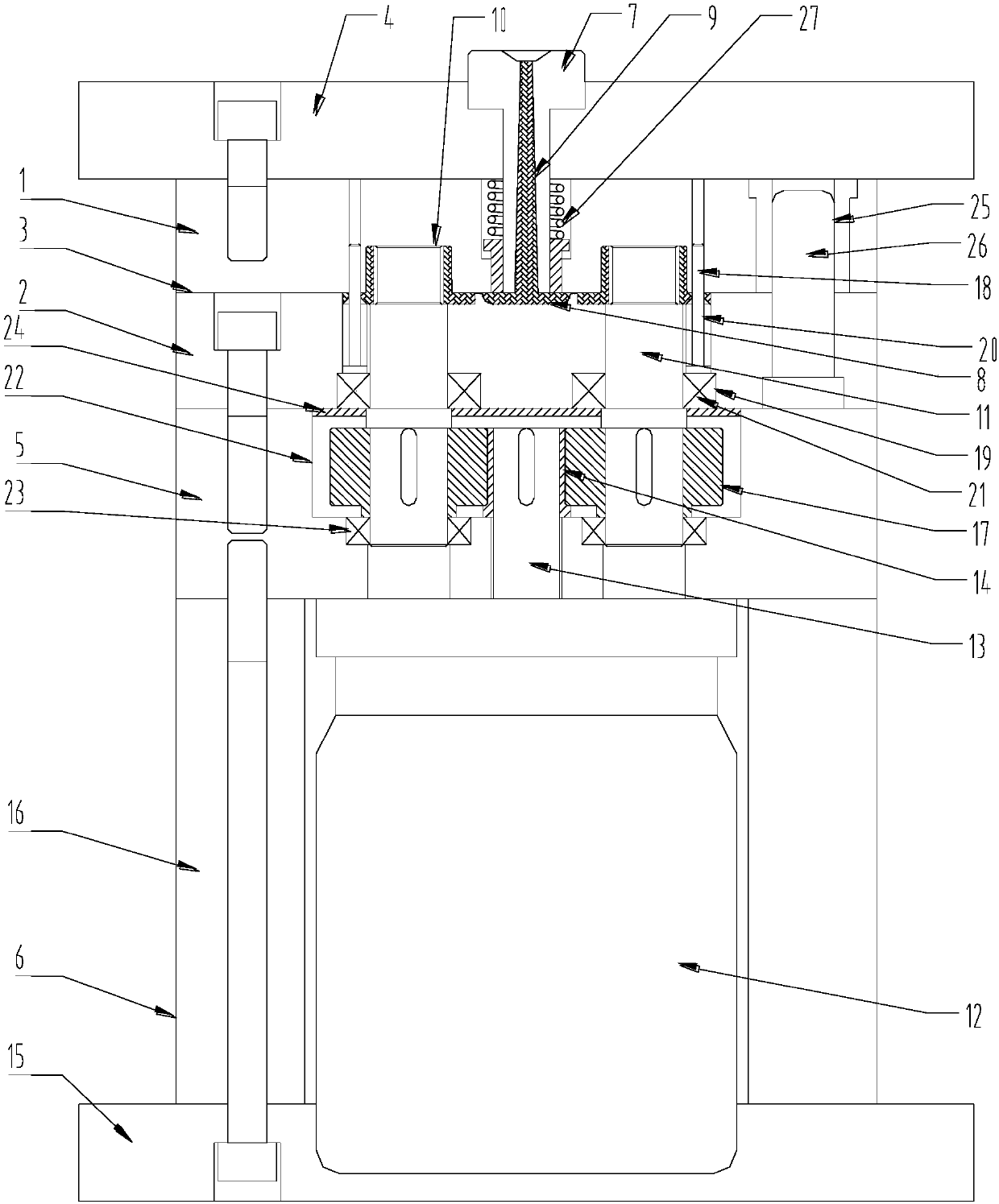 Full-automatic de-molding mould for internal thread plastic part