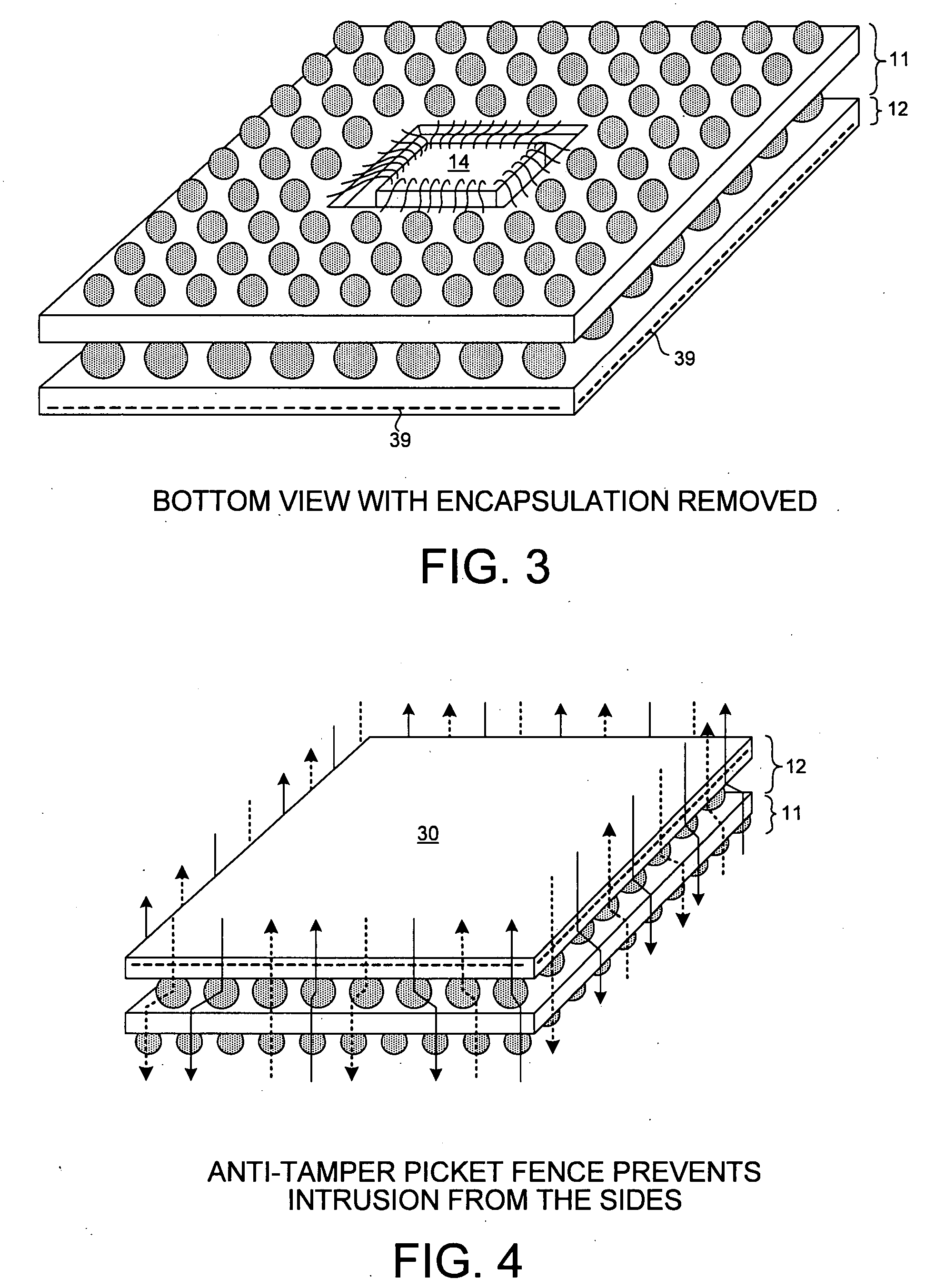 Package-on-package secure module having BGA mesh cap