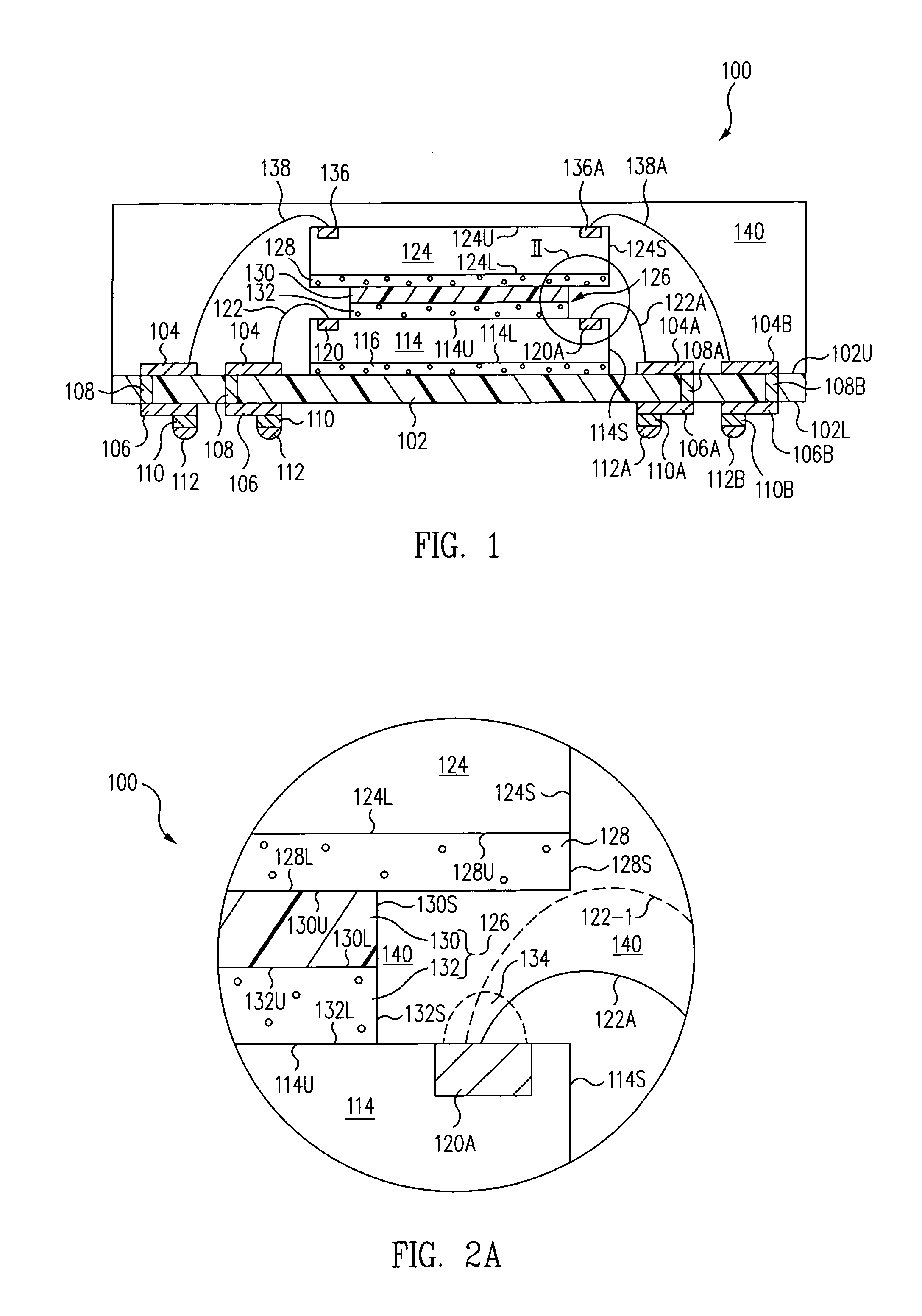 Stacked electronic component package having single-sided film spacer