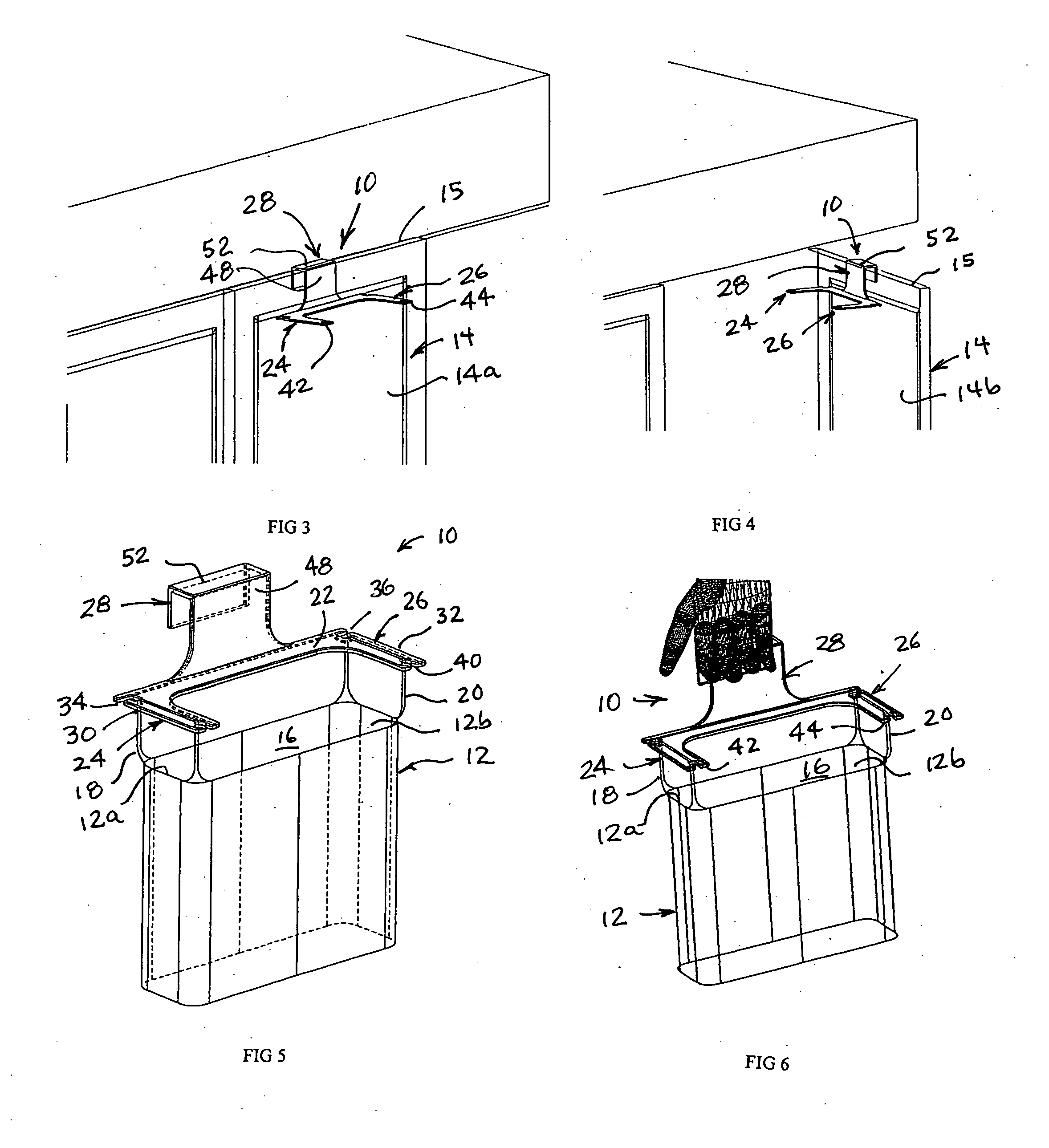 Cabinet door mounted grocery bag holder