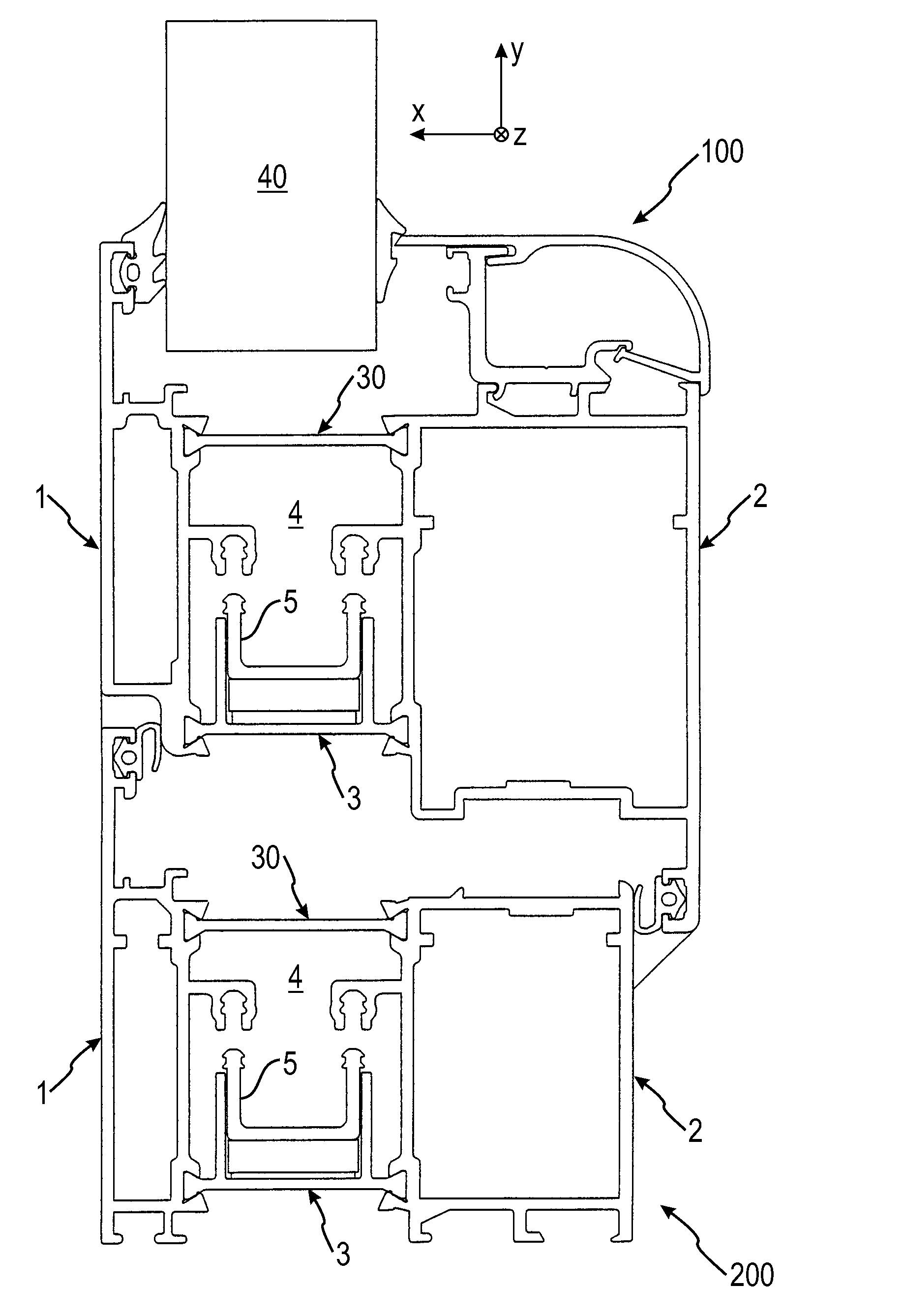 Composite profile for window, door or facade element