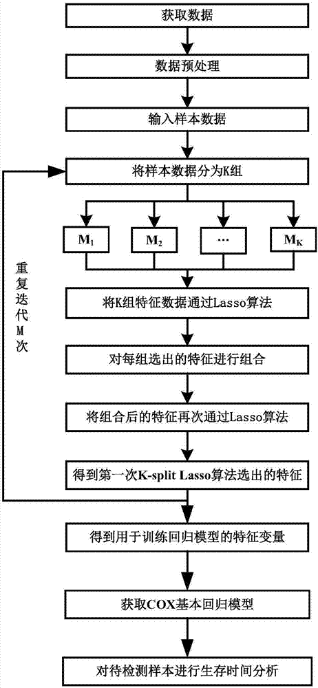 Method for survival time analysis fusing DNA methylation characteristics