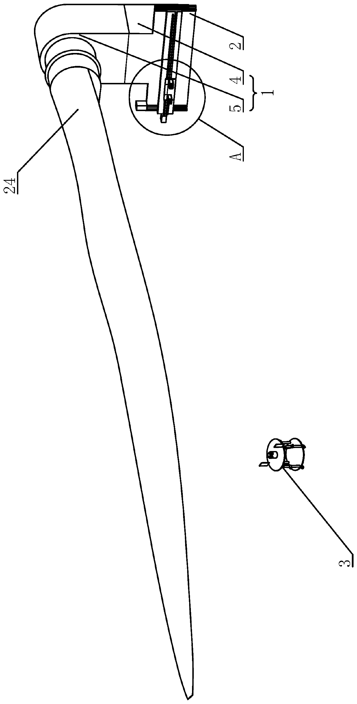 Experimental testing device for mechanical properties of horizontal axis composite wind turbine blades