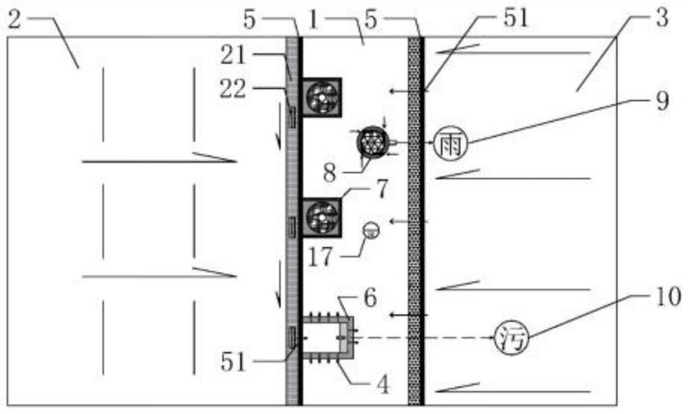 Side zoning construction system for road rainwater purification in northern coastal saline-alkali areas