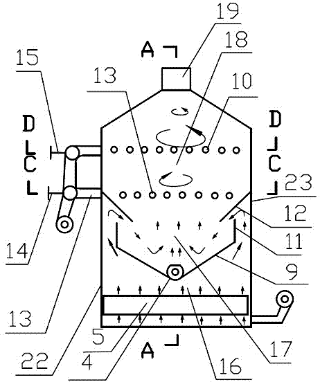 Gas-solid separation and re-coupling type biomass clean combustion device and combustion method