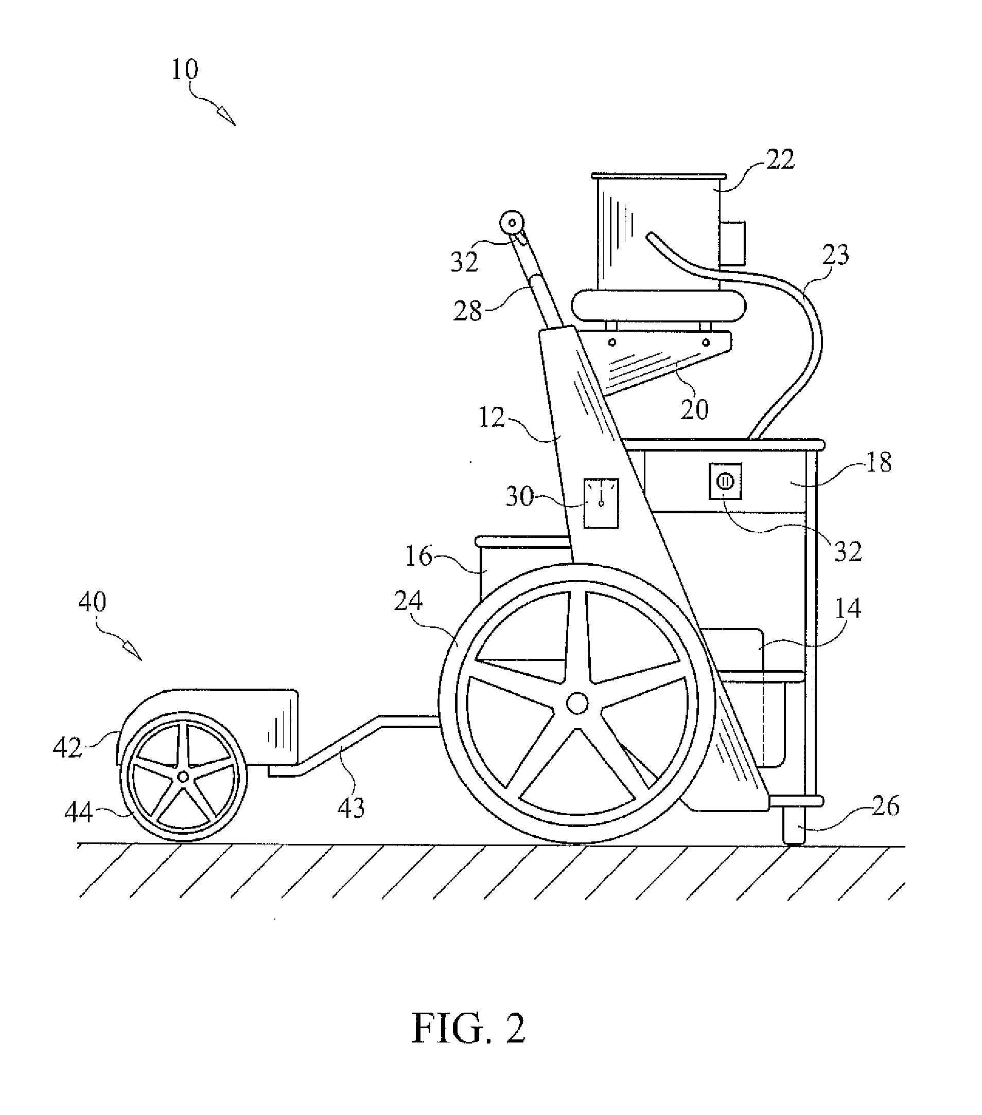 Self-propelled pool service cart with sulky