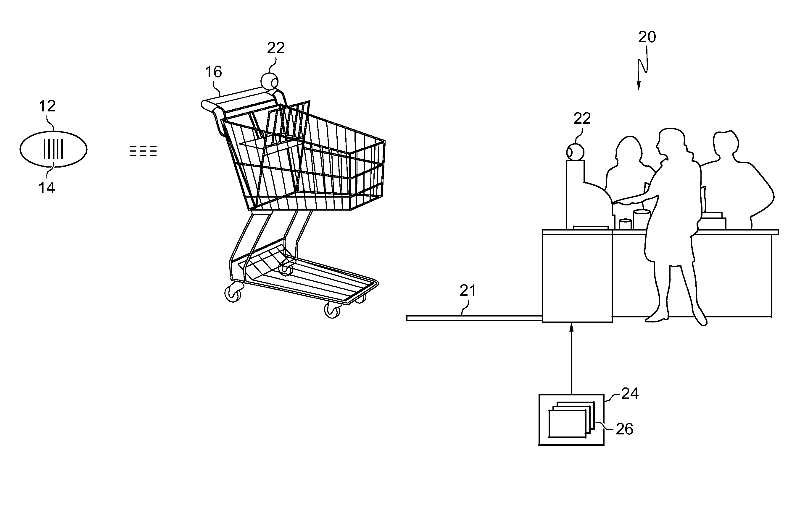 Method, system, and program product for determining a state of a shopping receptacle